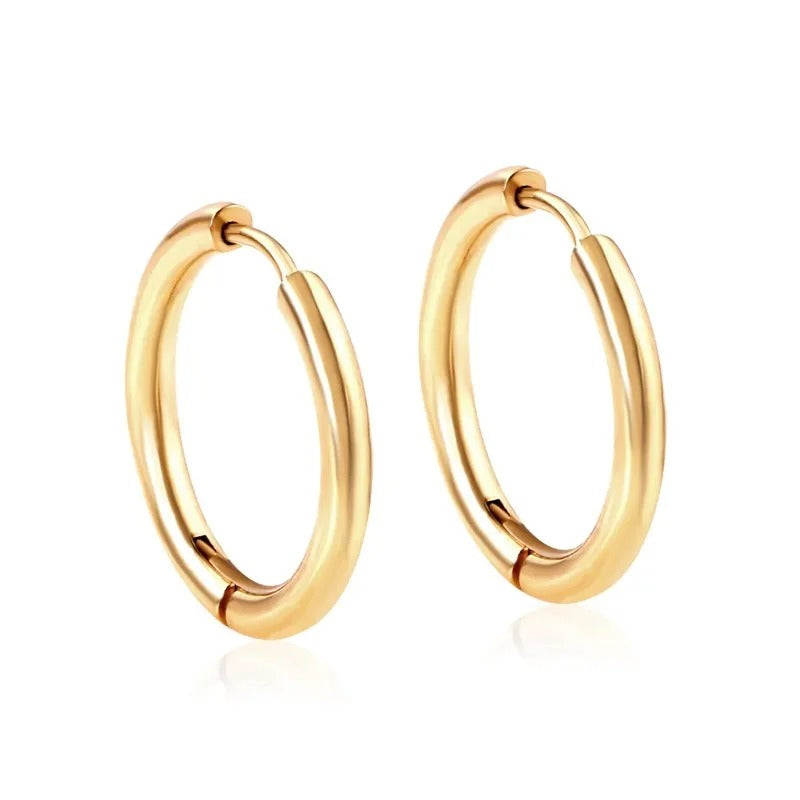 2Pcs Small Hoop Earrings for Women, Silver Color Stainless Steel Round Circle Pendientes  2025