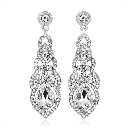 Crystal Wedding Long Drop Earrings for Women 2025 Brides Earrings Prom Jewelry Gifts