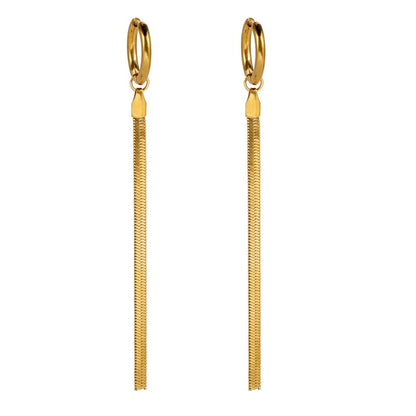 Fashion Long Tassel Stainless Steel Earrings Gold Women