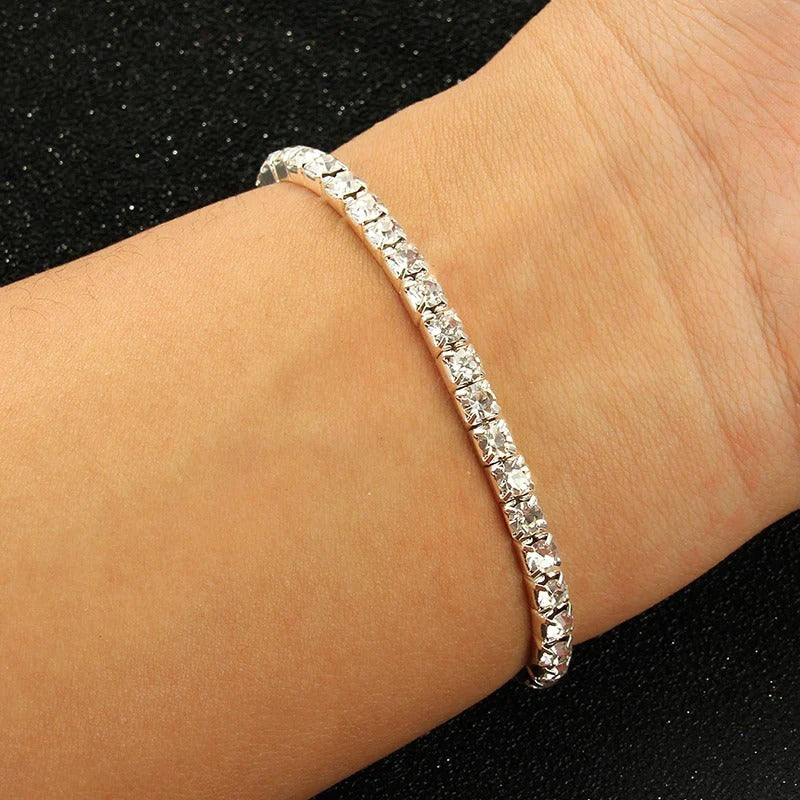 Multi-Style Silver color Rhinestone Bracelets & Bangles Wedding Bridal Bracelet Stretching Wristband Bracelet For Women Jewelry