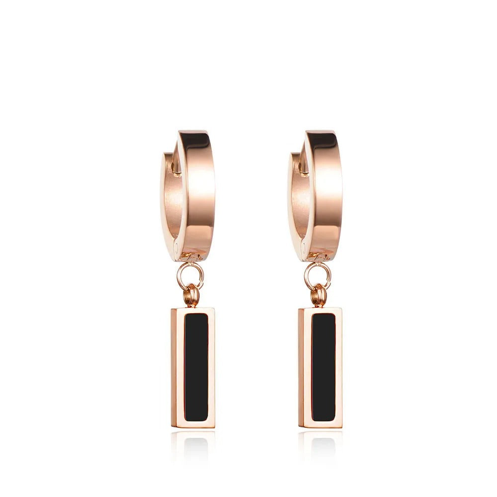 Rose Gold Titanium Steel Hoop Earrings for Women Fashion Accessories