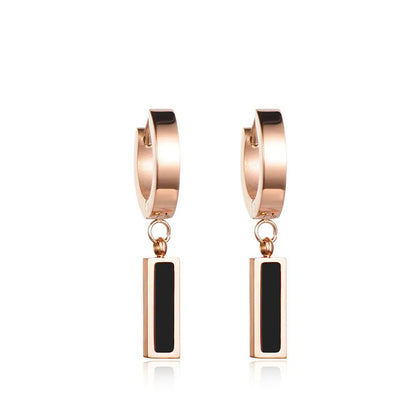 Rose Gold Titanium Steel Hoop Earrings for Women Fashion Accessories