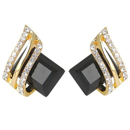 Princess Gold-Plated Zircon Earrings Women Birthday Anniversary Gift