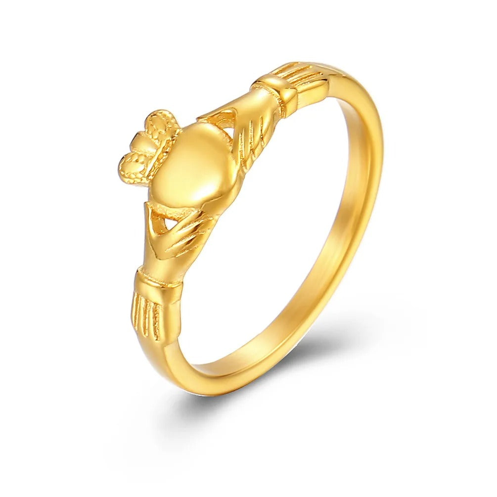 New Claddagh Rings Custom His Her Wedding Band Stainless Steel Initial Irish Love Ring for Friend,Friend,Husband,Wife,Lover