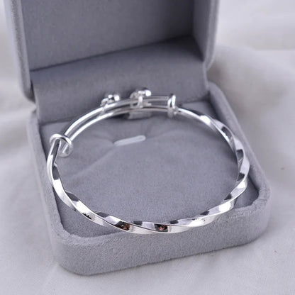 Silver Twisted Woven Bracelet Women’s Luxury Jewelry