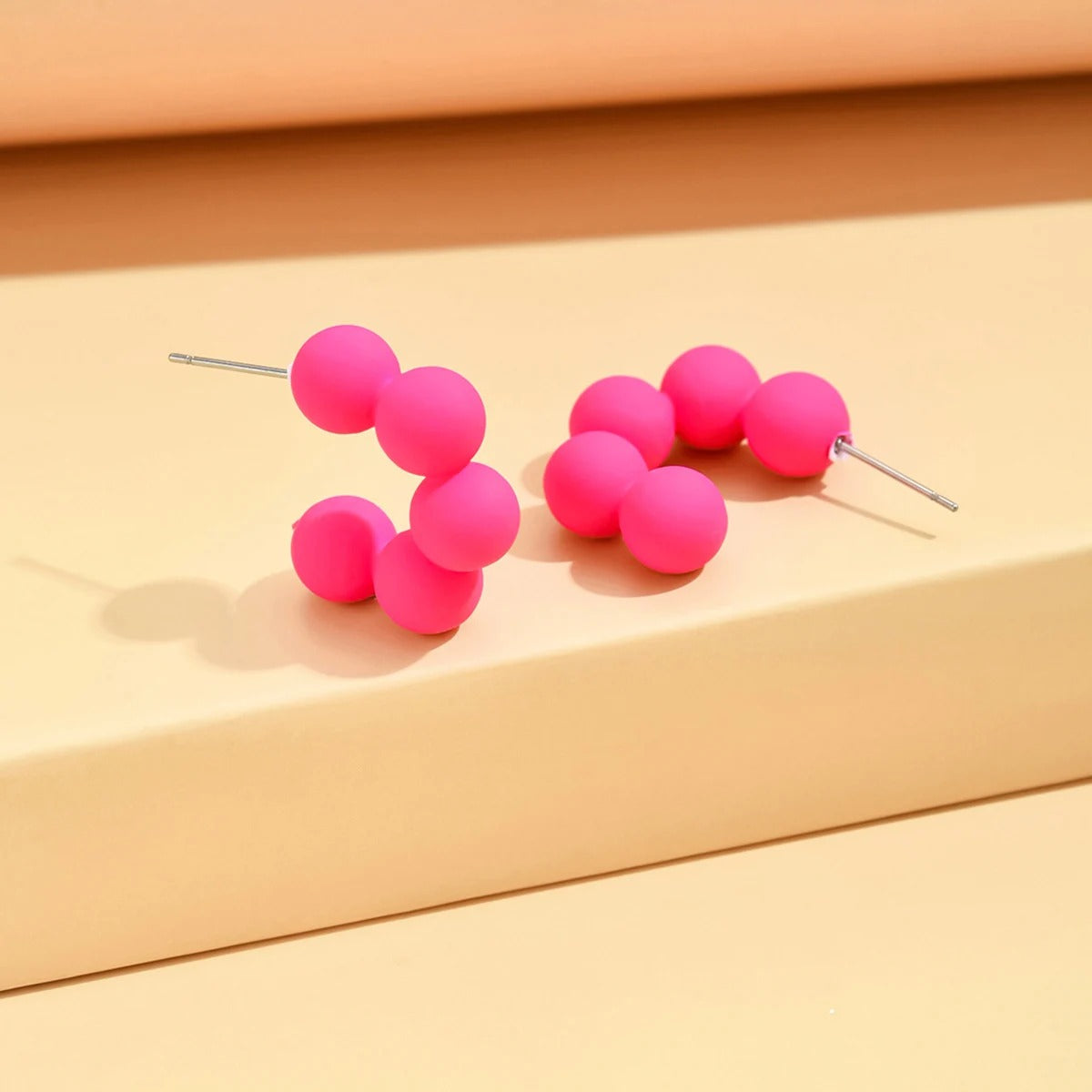 Lovely Matte Candy Colors  Shape Hoop Earrings for Women Girl Sweet Acrylic Geometric Earrings Party Jewelry