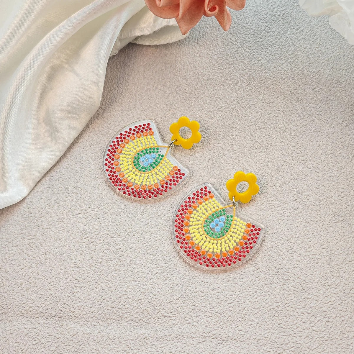Summer Trend Boho Drop Earrings for Women Acrylic Pendants