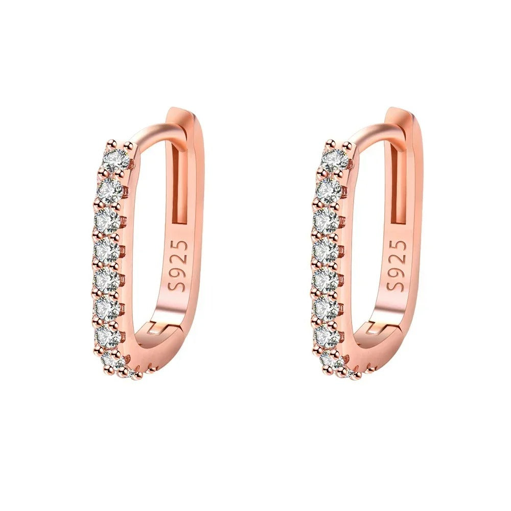 925 Sterling Silver Hoop Earrings Crystal Zirconia for Women