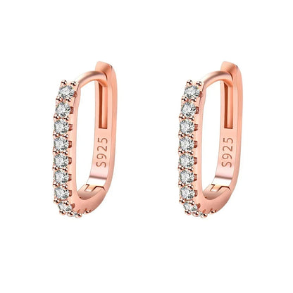 925 Sterling Silver Hoop Earrings Crystal Zirconia for Women