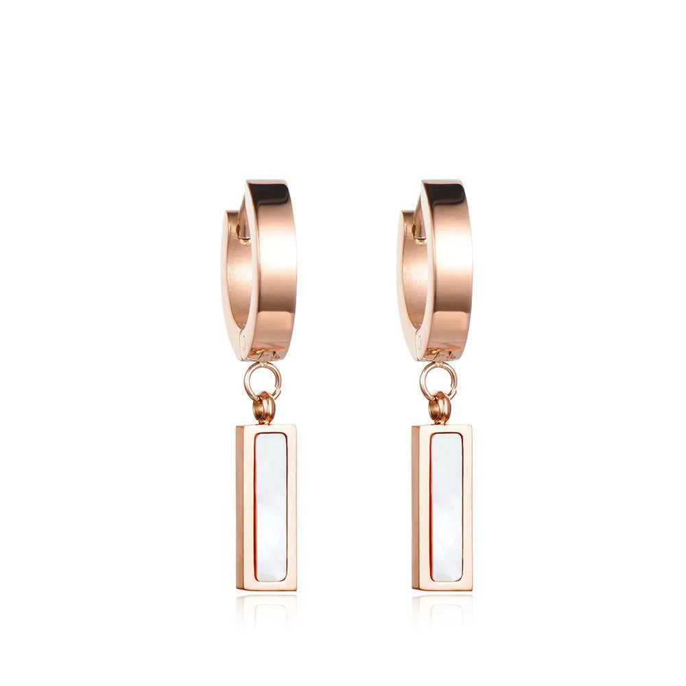 Rose Gold Titanium Steel Hoop Earrings for Women Fashion Accessories
