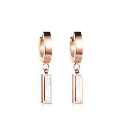 Rose Gold Titanium Steel Hoop Earrings for Women Fashion Accessories