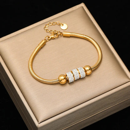 EILIECK Twisted Stainless Steel Bracelet – 18K Gold Plated Women’s Bangle, Waterproof Trendy Jewelry Gift