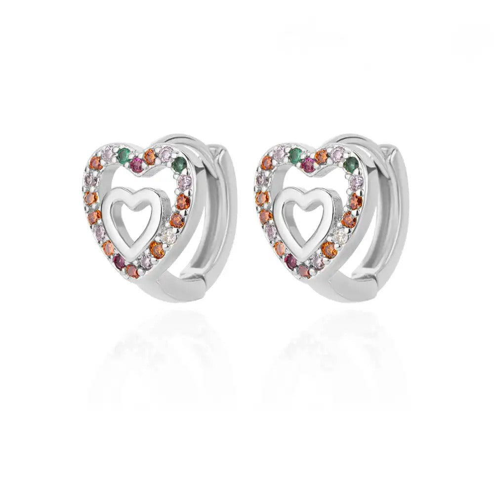 Hollow Zircon Heart Earrings Gold Stainless Steel Jewelry for Women
