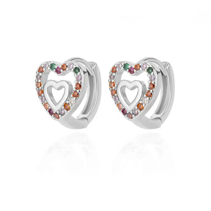 Hollow Zircon Heart Earrings Gold Stainless Steel Jewelry for Women