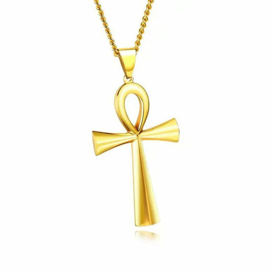 Religion Egyptian Necklaces Cross Pendent Stainless Steel Symbol of Life Cross Necklaces Jewelry Gifts