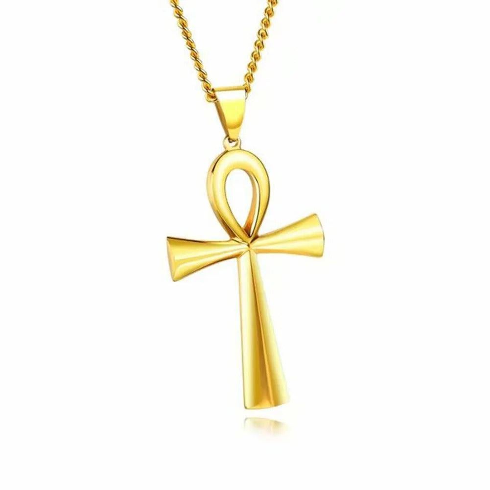 Religion Egyptian Necklaces Cross Pendent Stainless Steel Symbol of Life Cross Necklaces Jewelry Gifts