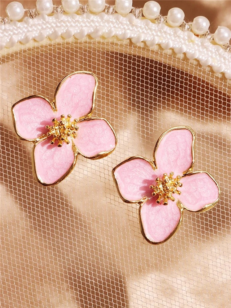 Glaze Flower Stud Earrings for Women Girl Vintage 2025 Fashion Korean Wedding Romantic Jewelry Gifts