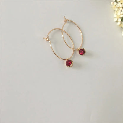 Korean Style Gold Hoop Earrings Women Small Stone Charm Jewelry