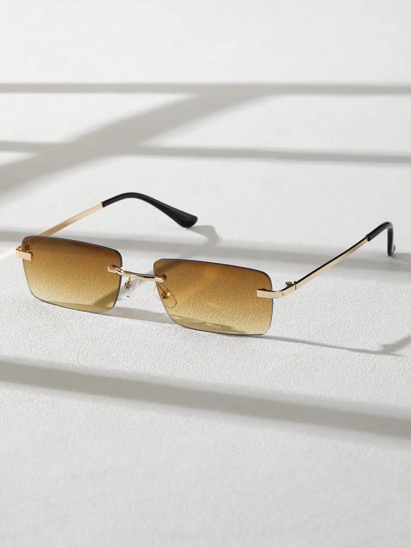 Unisex Metal Square Rimless Sunglasses