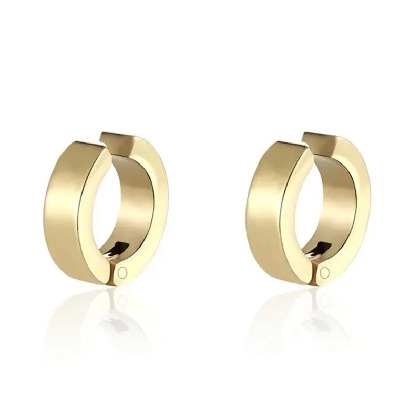 Non-Piercing Clip Earrings for Women Punk Titanium Steel Studs