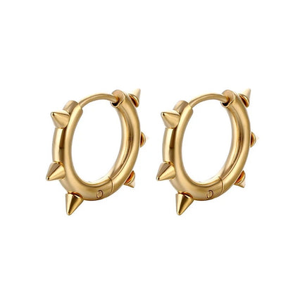 Gothic Rock Hiphop Spike Hoop Earrings Stainless Steel Unisex