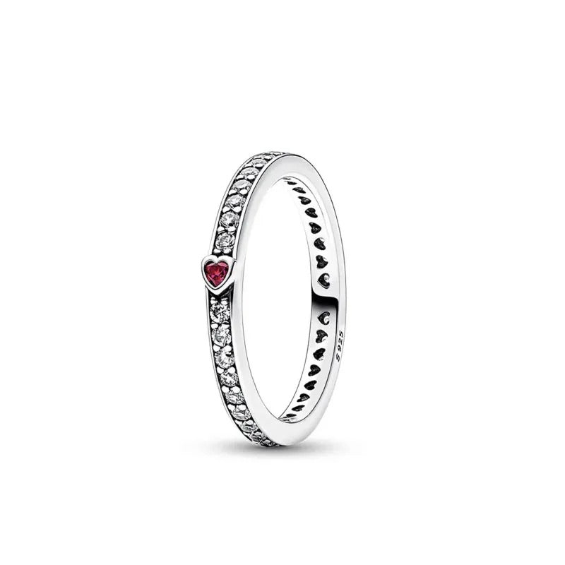 Red Heart Silver Ring Women’s Valentine & Wedding Jewelry