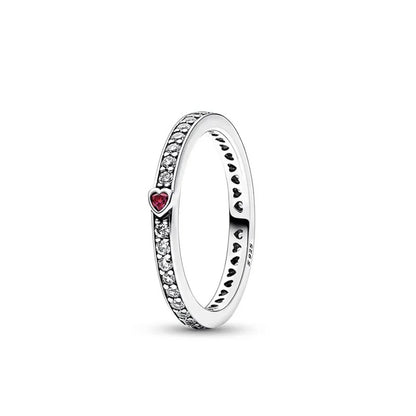 Red Heart Silver Ring Women’s Valentine & Wedding Jewelry