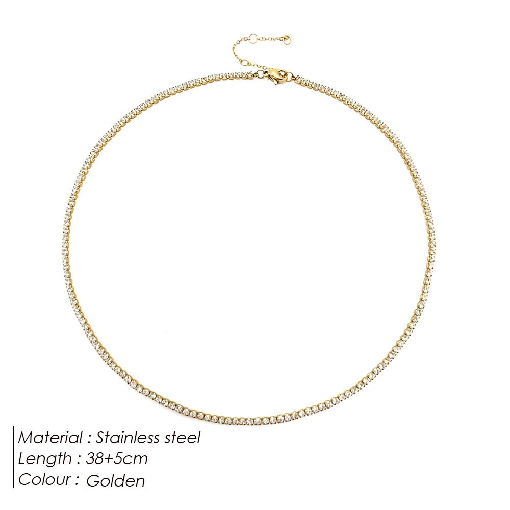 eManco Crystal Necklace for Women – High-Quality Stainless Steel Bridal Jewelry & Gift