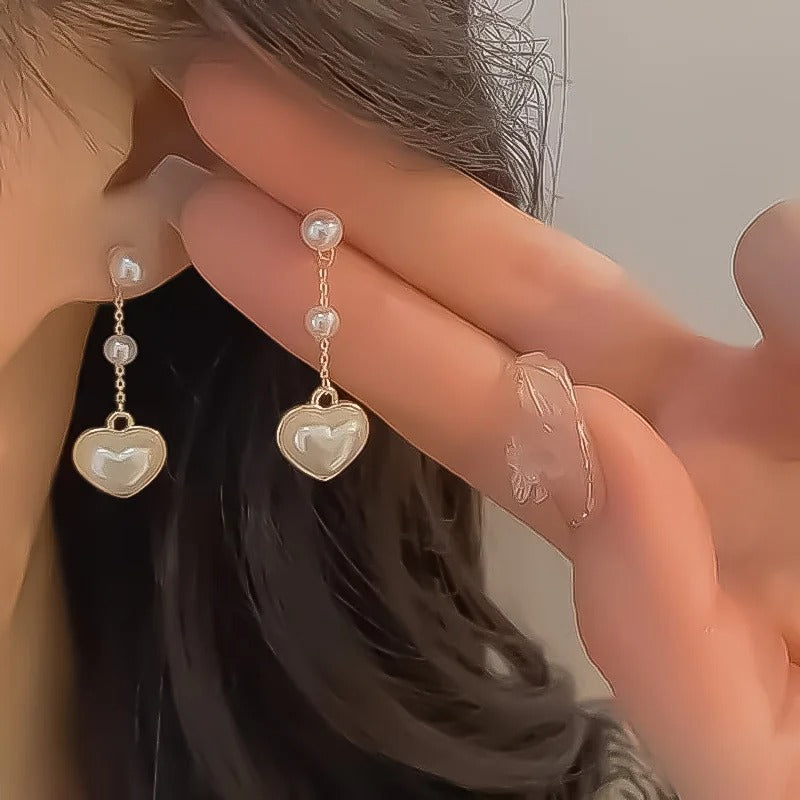 Pearl Crystal Chain Drop Earrings for Women Bridal Wedding Jewelry