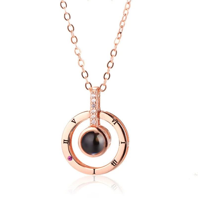 2025 New Romantic Love Memory Wedding Rose Gold & Silver Color Pendant Necklace Gifts