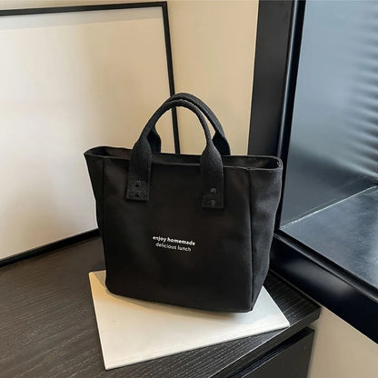 Classic Canvas Tote Bag Durable Solid Color Shoulder Bag for Work