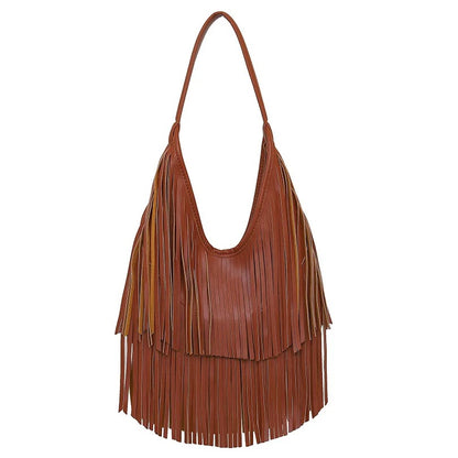 Long Tassel PU Leather Shoulder Bag for Women