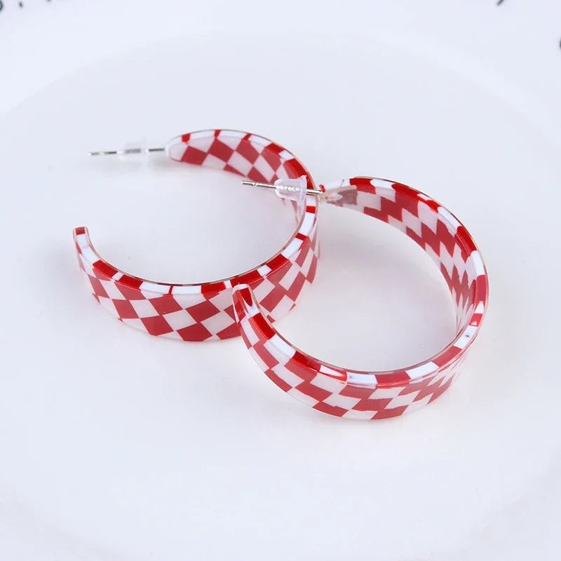 Leopard Acrylic Hoop Earrings Retro C-Shaped Twist Design