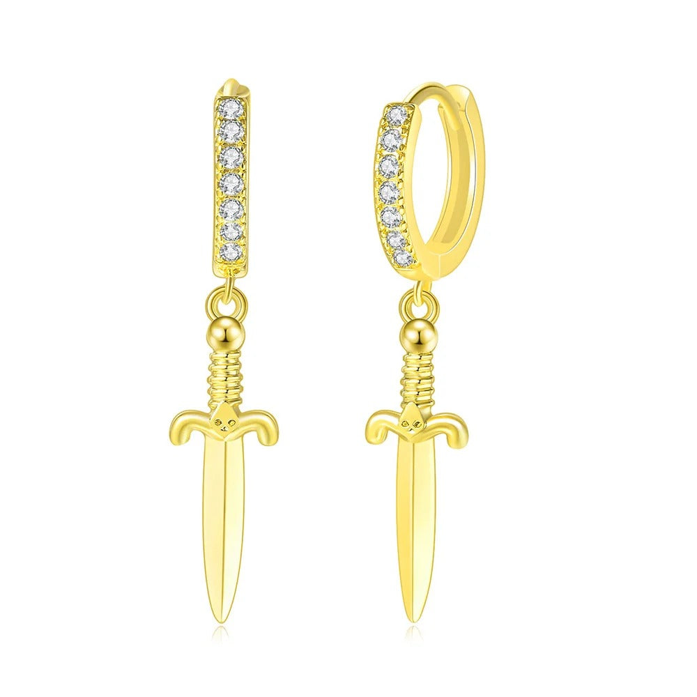 Dagger Sword Hoop Earrings Women Man Rock Punk Fashion Jewelry