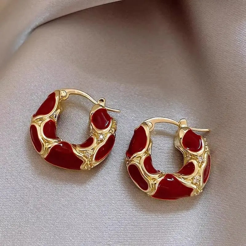 Stainless Steel Hoop Earrings for Women Girls Trendy Enamel Jewelry Gift