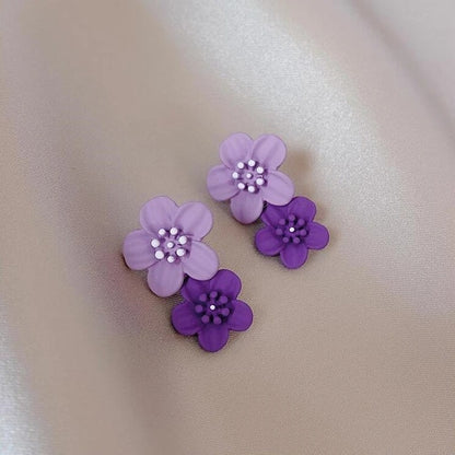 Coffee Flower Drop Dangle Earrings for Women New Korean Fashion Jewelry Wedding Party Girl Elegant Jewelry Accessories