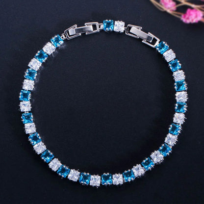 ThreeGraces CZ Crystal Paved Tennis Bracelet for Women