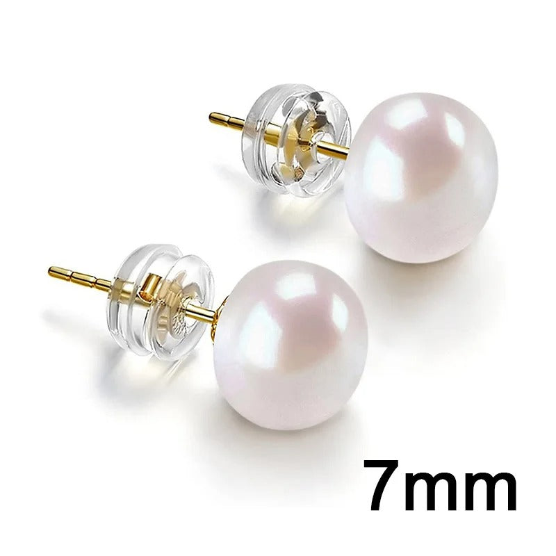 Round Simulated Pearl Stud Earrings for Women Minimalist Classic Jewelry