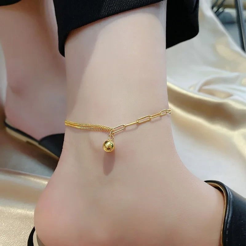 Gold Round Ball Pendant Necklace Women’s Hip Hop Jewelry