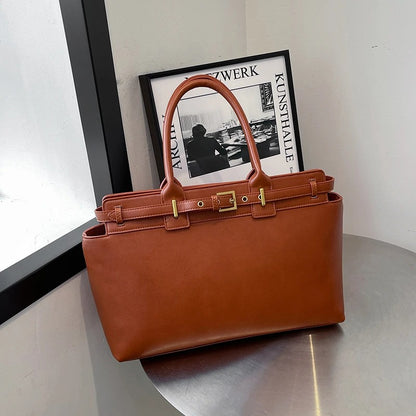 Large Retro Top Handle Tote Bag for Women Winter Luxury Shopper