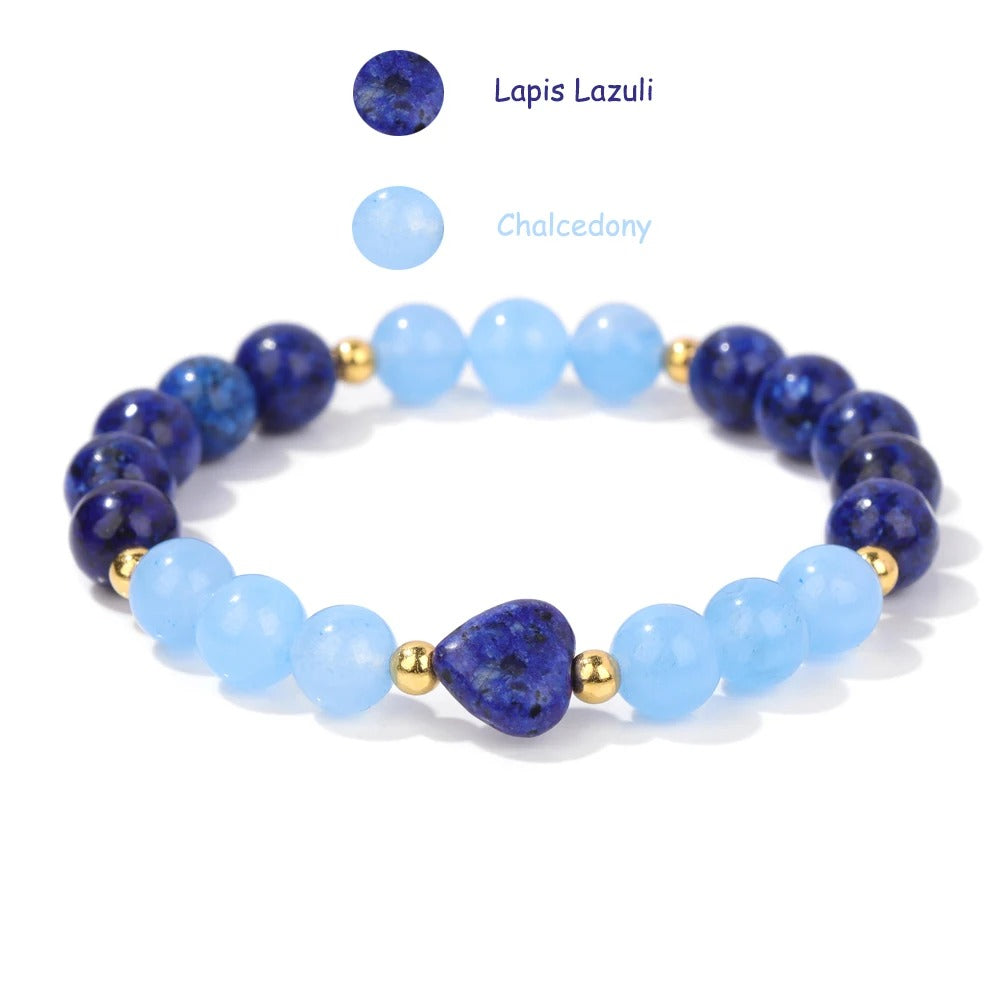 Natural Stone Rose Heart Healing Reiki Bracelet Couples Jewelry