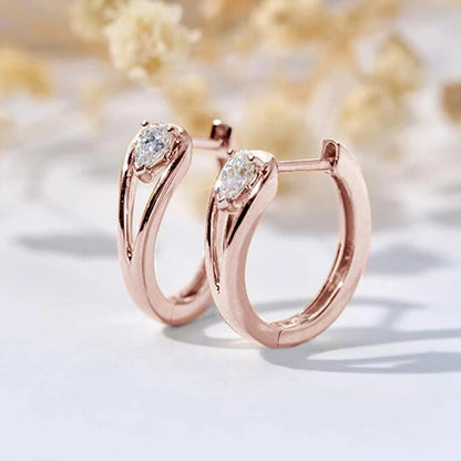 Chic Circle Hoop Earrings Women Gold Color Pear Cubic Zirconia Gift