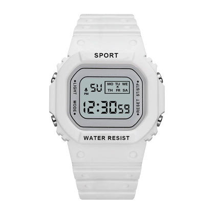 Sports Watch Girls Student LED Electronic Watch Colorful Women Square Digital Watches Waterproof Rubber Clock