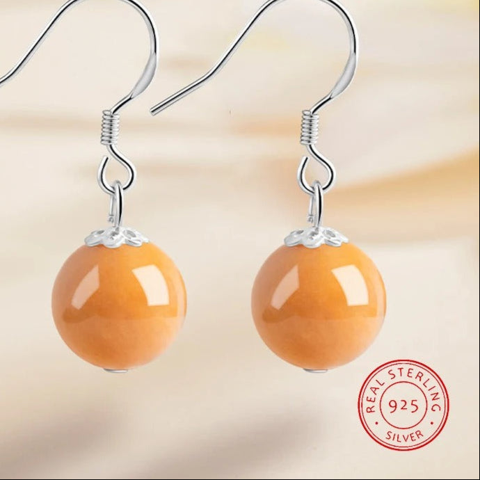 Luxury Jadeite Bead Earrings Women S925 Silver Fashion Holiday Gift
