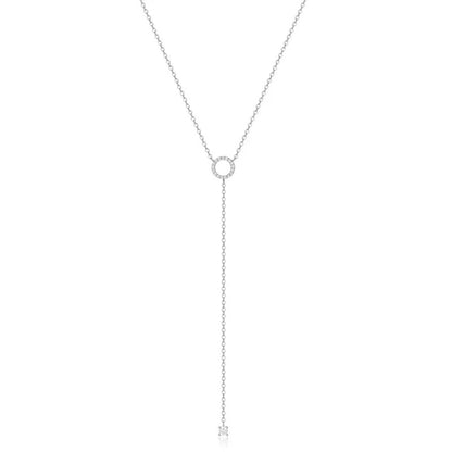 Silver Double Circle Choker Women’s Zircon Pendant Necklace