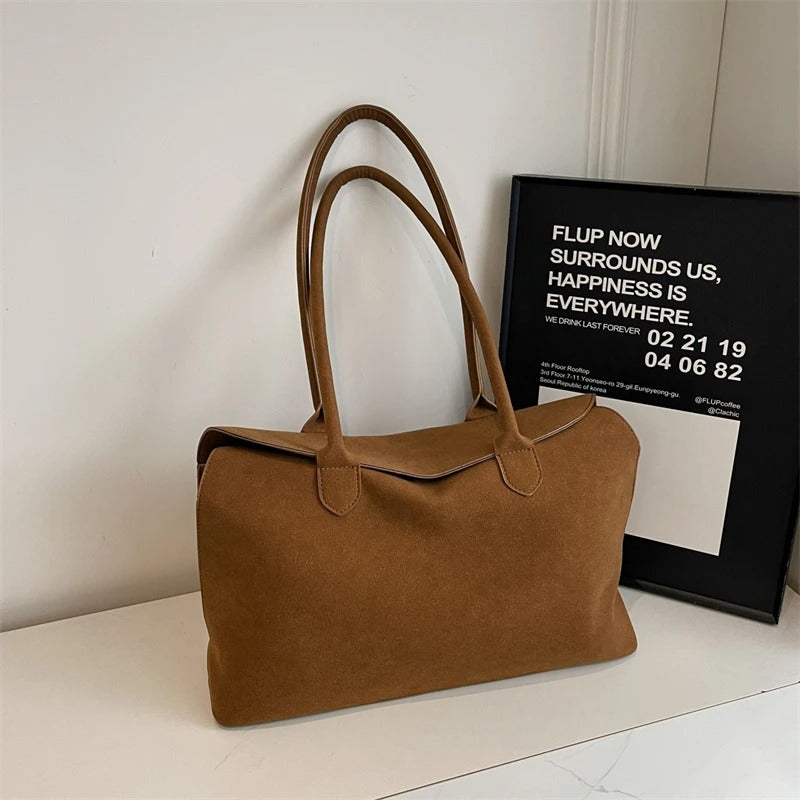 Women’s Business Faux Suede Briefcase Tote Large Capacity Handbag