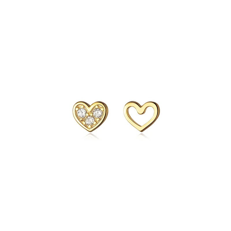 La Monada Womens Earrings Silver 925 Ear Piercing Small Hollow Heart 925 Silver Earrings For Women Silver Stud Earrings Girl