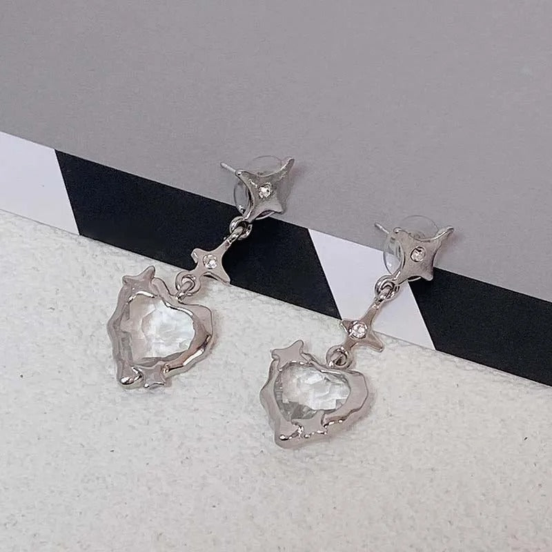 Romantic Heart Earrings for Women Colorful Zircon Accessories