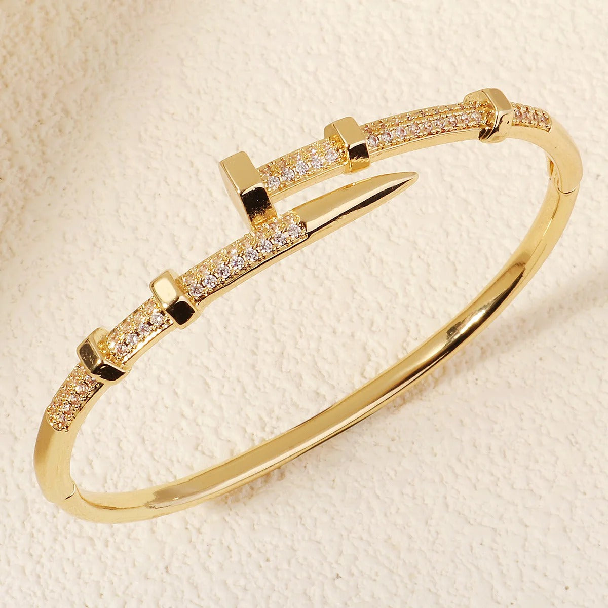 Zircon Screw Bracelet for Women Trendy Nail-Style Everyday Jewelry