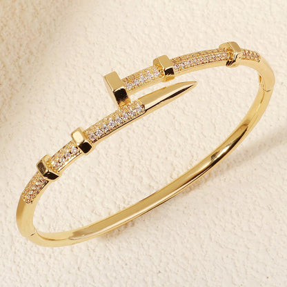 Zircon Screw Bracelet for Women Trendy Nail-Style Everyday Jewelry